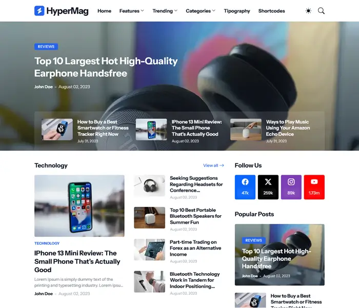HyperMag - News & Magazine premium Blogger Templates