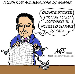 agnese, renzi, maglione, social, vignetta, satira