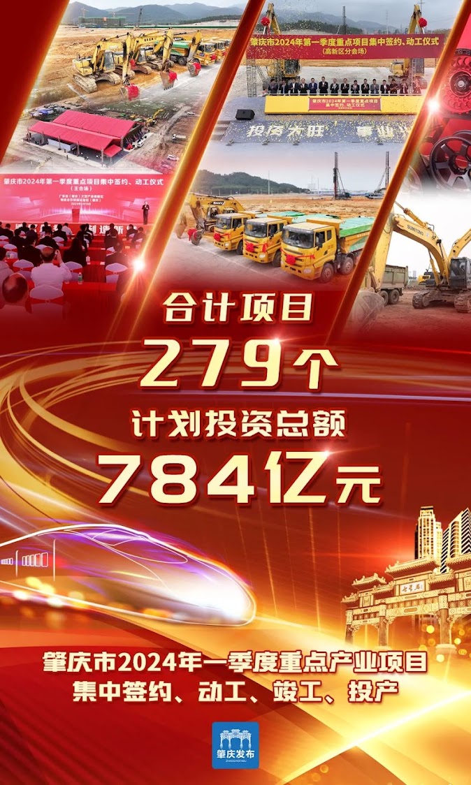 On February 19, 2024, Zhaoqing City held a centralized signing and groundbreaking ceremony for the city’s key projects in the first quarter of 2024, which will empower the city’s high-quality economic development and launch the “first shot” of high-quality development in 2024.