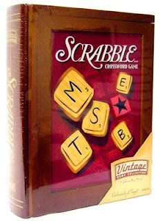 Retro-style Scrabble Game in a Vintage-Style Wood Book Edition