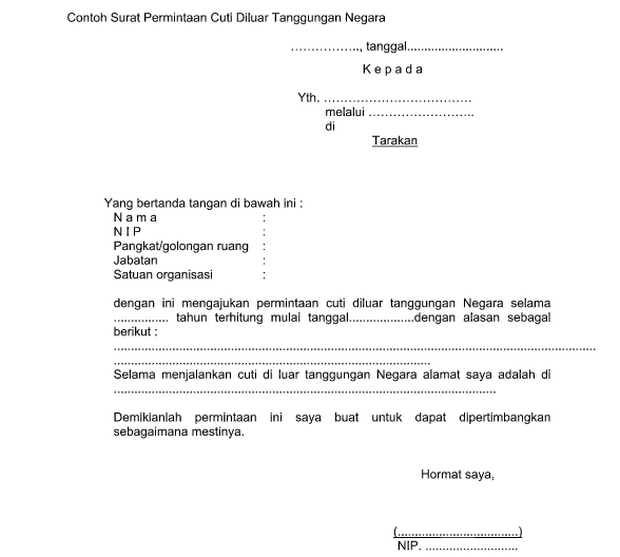 Unduh Format Surat Permintaan Cuti Diluar Tanggungan 