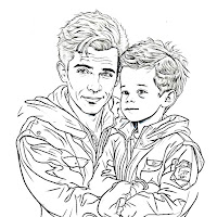 father and son coloring book pilot racing driver