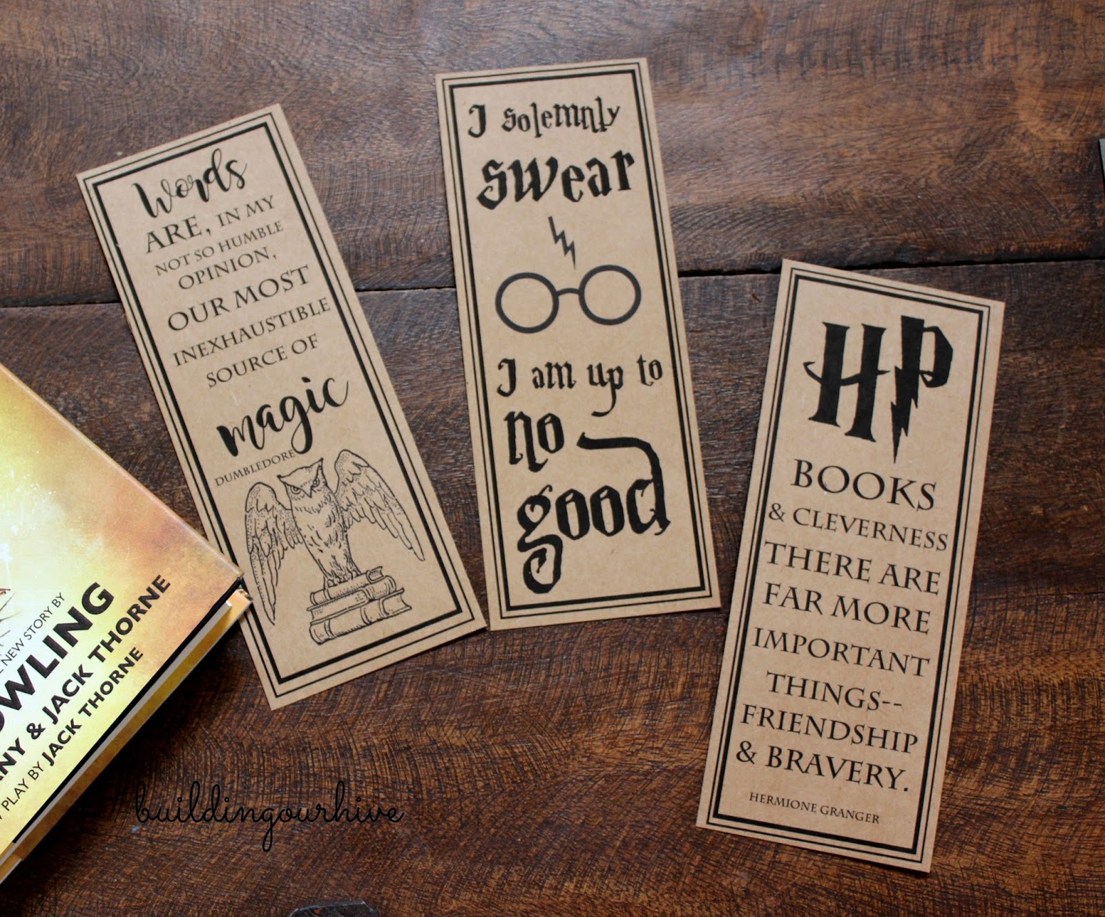 building our hive harry potter bookmarks bag and quotes