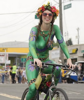 Body Paint Art Festival And Riding A Bike