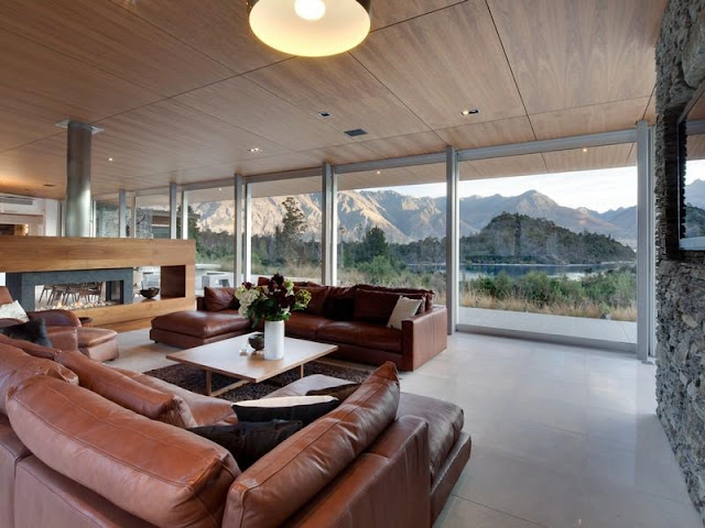Contemporary living room in the glass house 