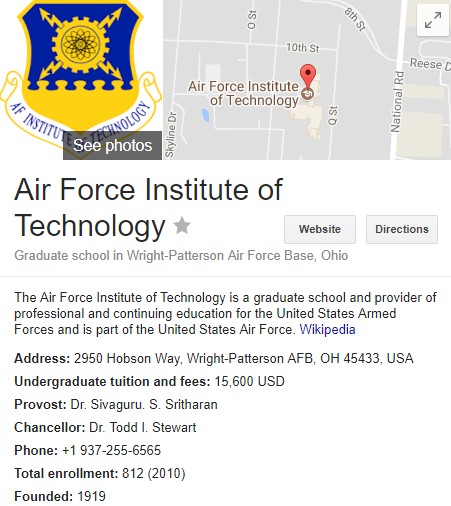 Air Force Institute of Technology (AFIT) Certificate Programme Online 2017/2018