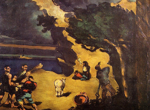 Paul Cezanne - Los bandidos y el burro - 1869-70