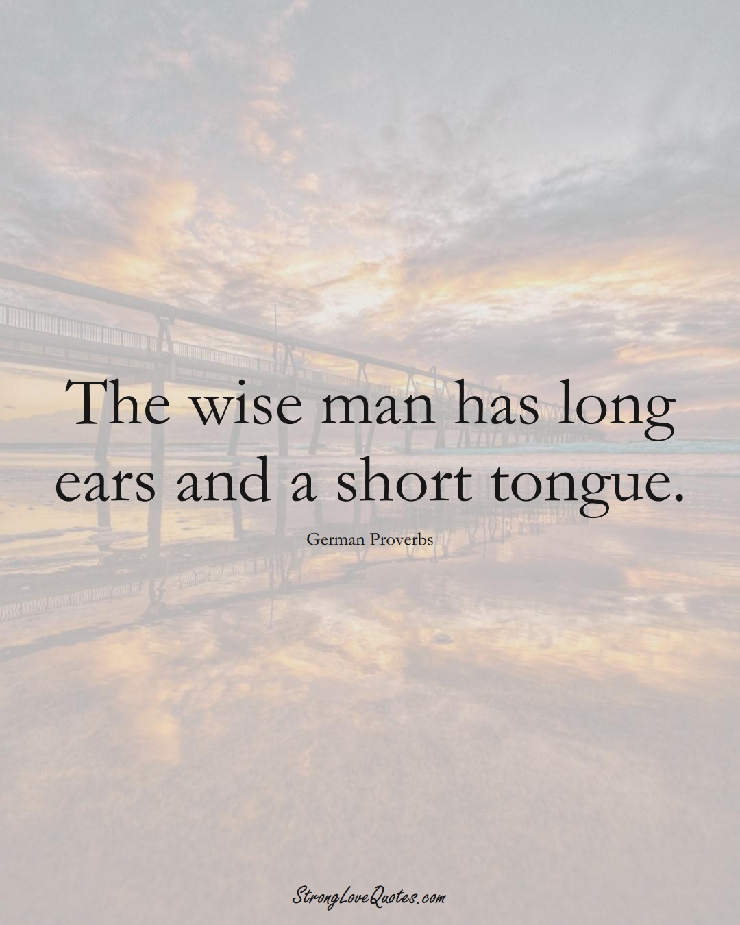 The wise man has long ears and a short tongue. (German Sayings);  #EuropeanSayings