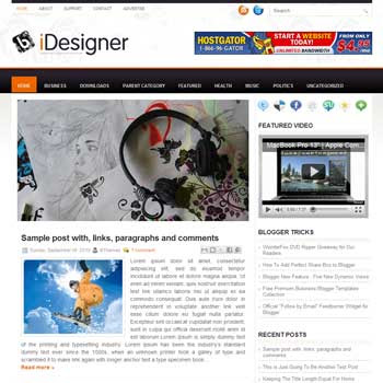 iDesigner blog template. template image slider blog. magazine blogger template style. wordpress theme to blogger. template blog 3 column