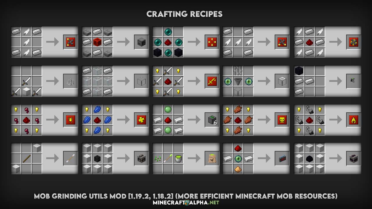 Mob Grinding Utils Mod Item Crafting Table Recipes