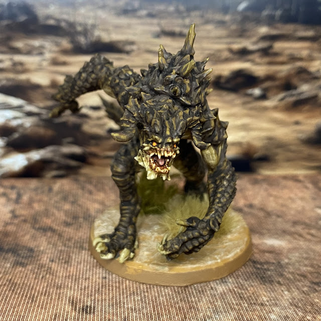 32mm post-apocalypse  miniatures from Vermillion and TennageWastelandUS  that are compatible with Fallout Warfare Wasteland. Deathclaw alternative proxy