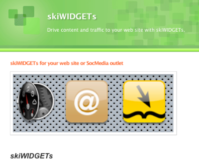 skiWIDGETs designed to build traffic for your web site and/or SocMedia efforts