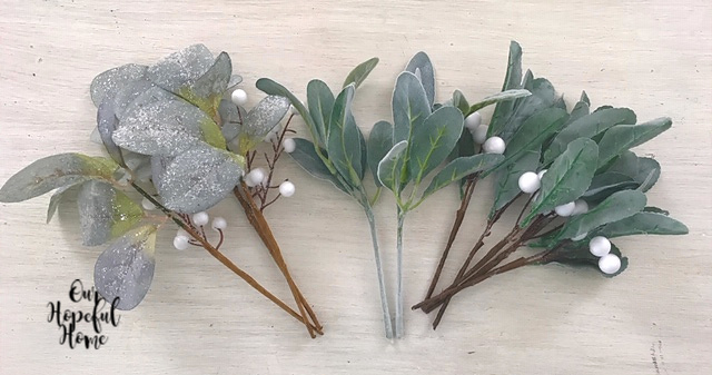 faux eucalyptus lambs ear frosted leaves white berry picks