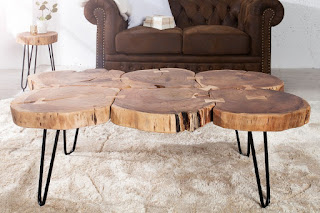 Designovi stolek z dílu akátového dreva.