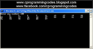 Output of print 1 to 100 prime number C program