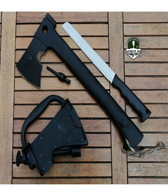 Survival ax with amnar, whistle and secret knife hidden in the handle