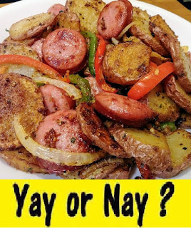 Fried Potatoes and Onions Peppers with Smoked Sausage