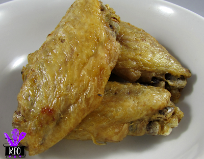 naked crispy chicken wings, that had been pressure steamed then air fried to crispy perfection