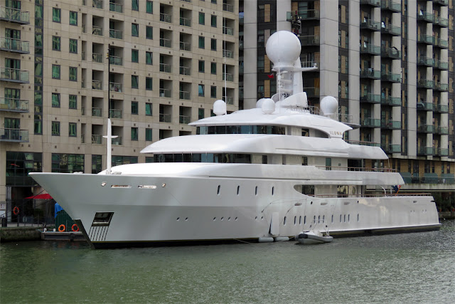 The 242 ft yacht “Ilona”, built by Amels, West India Dock, Isle of Dogs, London