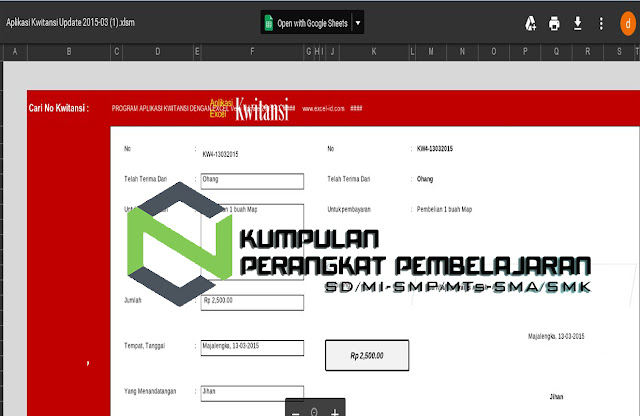 Gratis Aplikasi Cetak Kwitansi BOS Excel 2017