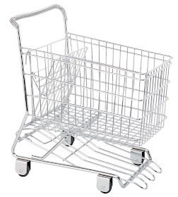 shopping cart (trolley) shaped fruit basket