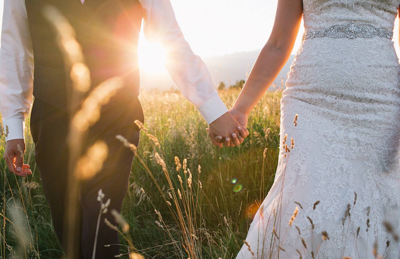 Bride, Montana, Mountains, Sunset, Wedding photography