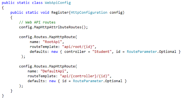 Routing and Action Selection in Web API