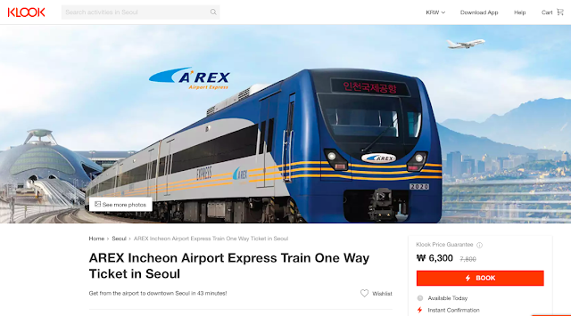 Klook AREX express train discounted ticket