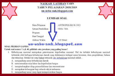 https://soalsiswa.blogspot.com - Soal USBN Antropologi SMA MA Program Bahasa K13 Tahun 2018/2019