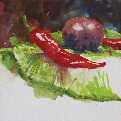 serial piment gouache nature morte still life travail d'atelier workshop session