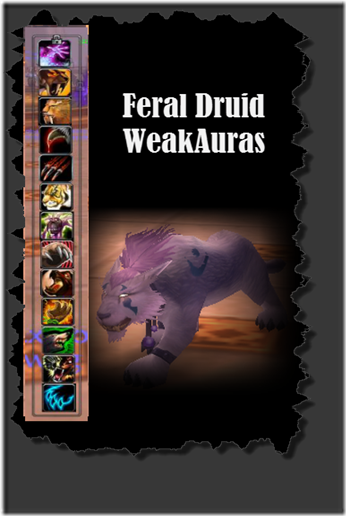 A picture of weakauras and a Feral Druid in Cat Form