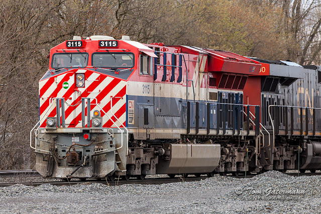 CN 3115 is stopped and waiting on the Add-A-Block and Departure Track lead