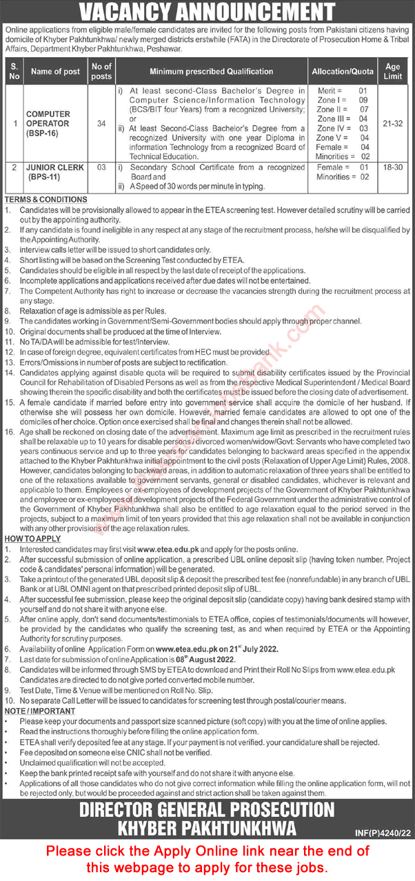 Directorate-of-Prosecution-Home-and-Tribal-Affairs-Department-KPK-Jobs-2022-July-ETEA-Apply-Online-Computer-Operators-Clerks