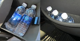 minuman botol lama di dalam mobil