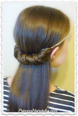 Easy hairstyle for school. Half up headband wrap with micro braids.