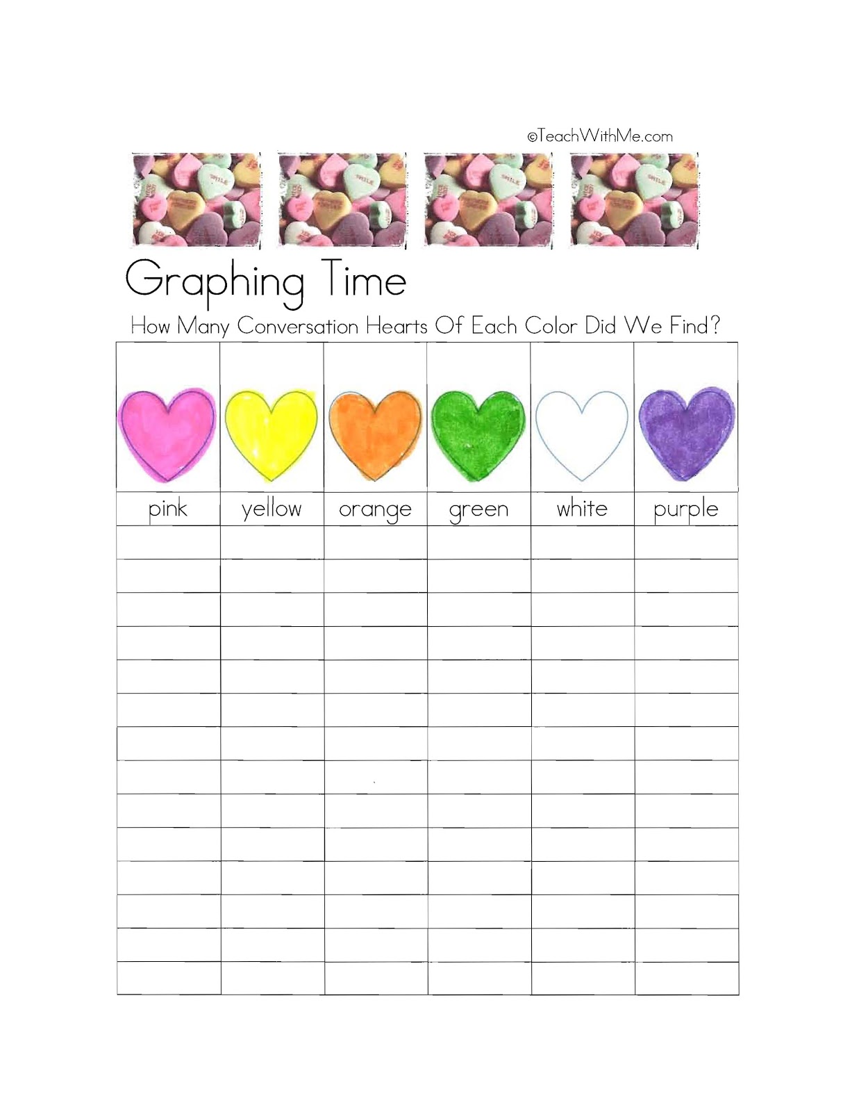 Fun With Candy Hearts. Valentine Heart Candy Graphing Activity. View ...