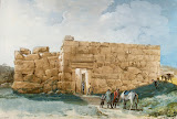 Ancient Palace on a Hill near Cefalu by Jean-Pierre-Laurent Houel - Landscape Drawings from Hermitage Museum