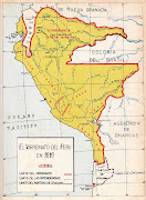 Escribe: César Vásquez Bazán. Mapa del Virreinato del Perú en 1810 (virreinato del per ba en )