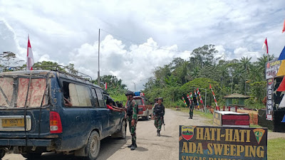 Satgas Pamtas Statis RI-PNG Sektor Utara Gelar Sweeping Jalur Darat Mulai Kota Jayapura Sampai Dengan Kabupaten Kerom 