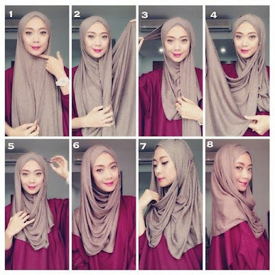 tutorial hijab pashmina kusut