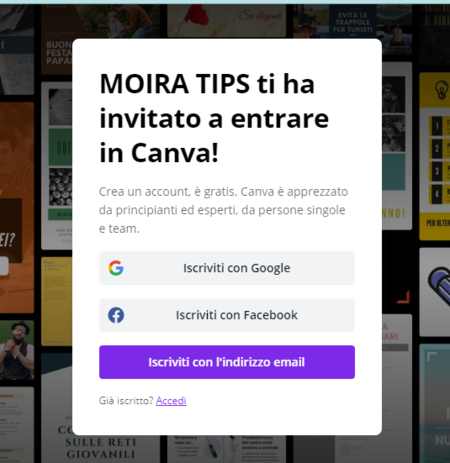 canva iscrizione