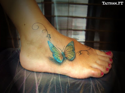 tatuagens da Borboleta azul no pé
