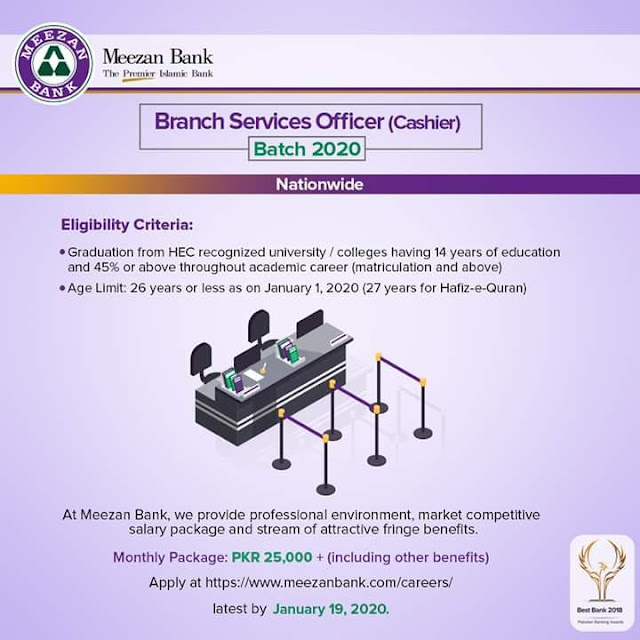 Meezan Bank Jobs (Cashiers) 2020 For Fresh Candidates