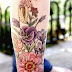 Awesome Flower Blossom On Men Leg Tattoos