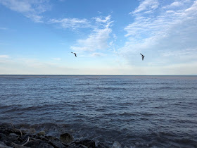 From the shoreline, looking east across Lake Michigan