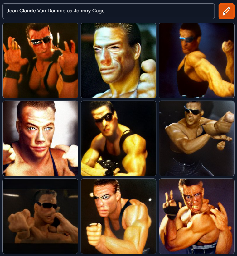 Jean Claude Van Damme como Johnny Cage via ai