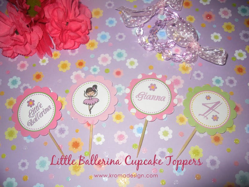 Little Ballerina Cupcake Toppers Tags