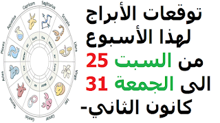 توقعات الأبراج لهذا الأسبوع من السبت 25 الى الجمعة 31 كانون الثاني-يناير  2020    