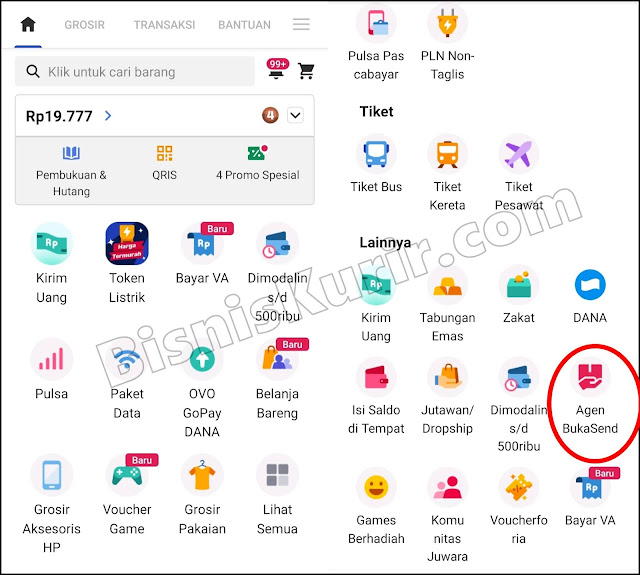 BukaSend didalam aplikasi Mitra Bukalapak
