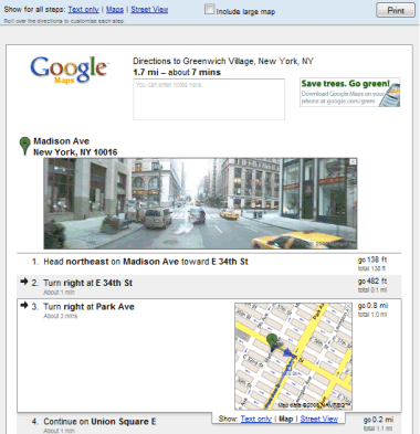 the mobile Google Maps